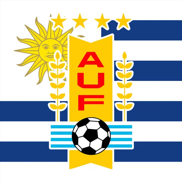 ウルグアイサッカー連盟のロゴと国旗 Fifaワールドカップ2022 イラスト — ストックベクタ