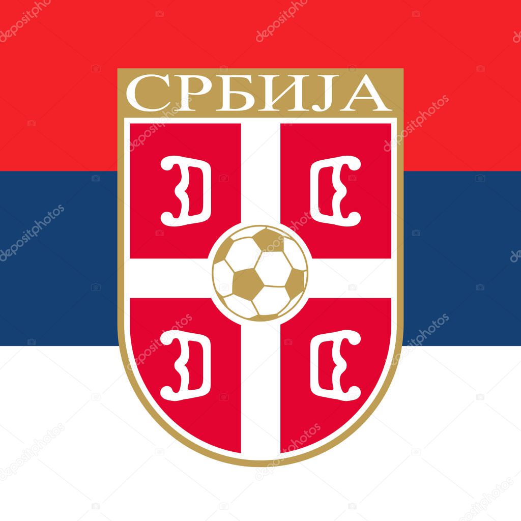 Serbia football federation logo with national flag, FIFA World Cup 2022, illustration