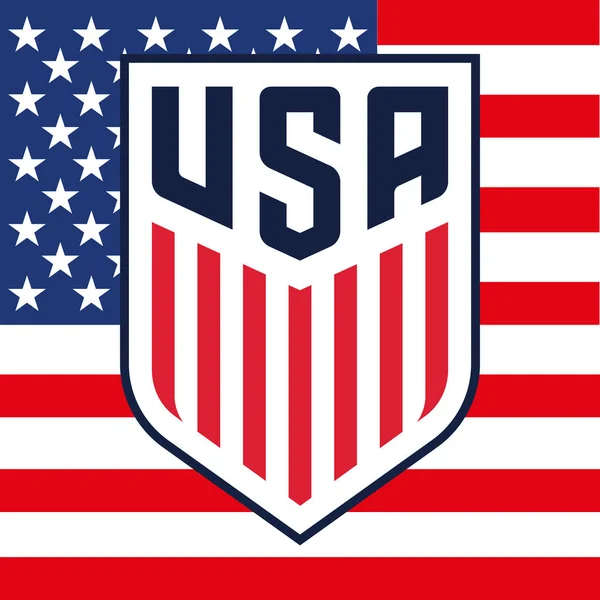Logo Federacji Futbolowej Usa Flagą Narodową Stany Zjednoczone Ameryki Puchar — Wektor stockowy