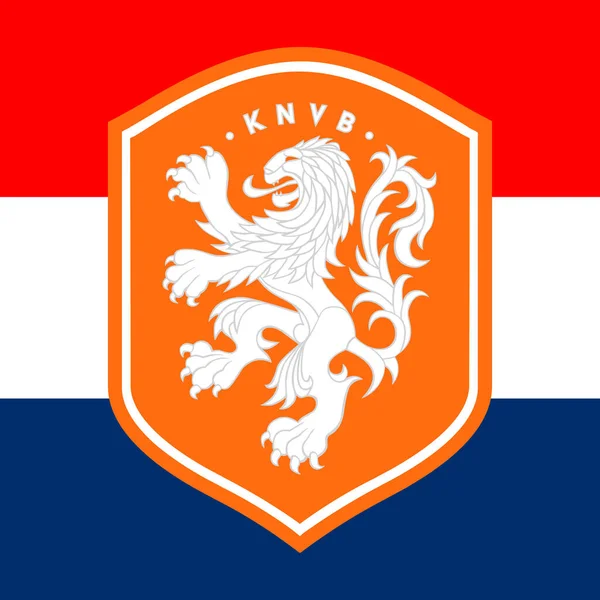 Logo Holenderskiej Federacji Piłkarskiej Flagą Narodową Puchar Świata Fifa 2022 — Wektor stockowy