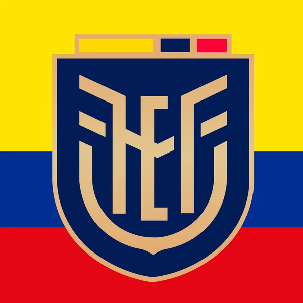 Logotipo Federación Fútbol Ecuador Con Bandera Nacional Copa Mundial Fútbol — Vector de stock