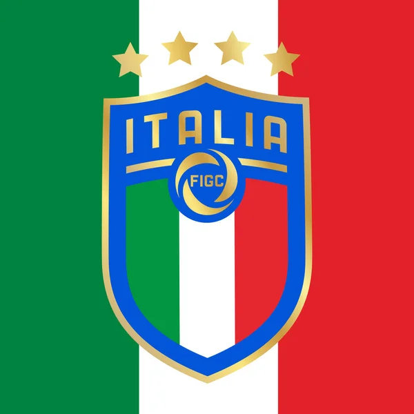 Logotipo Federación Fútbol Italia Con Bandera Nacional Copa Mundial Fifa — Vector de stock