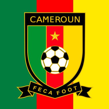 Ulusal bayrak taşıyan Kamerun Futbol Federasyonu logosu, FIFA Dünya Kupası 2022, illüstrasyon
