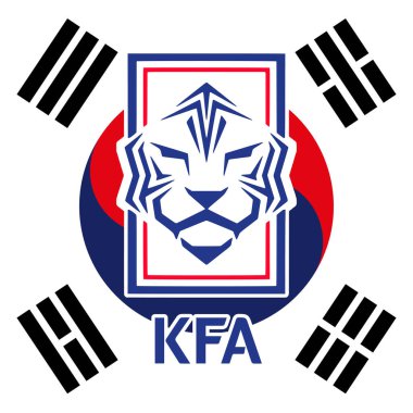 Ulusal bayrak taşıyan Güney Kore Futbol Federasyonu logosu, FIFA Dünya Kupası 2022, illüstrasyon