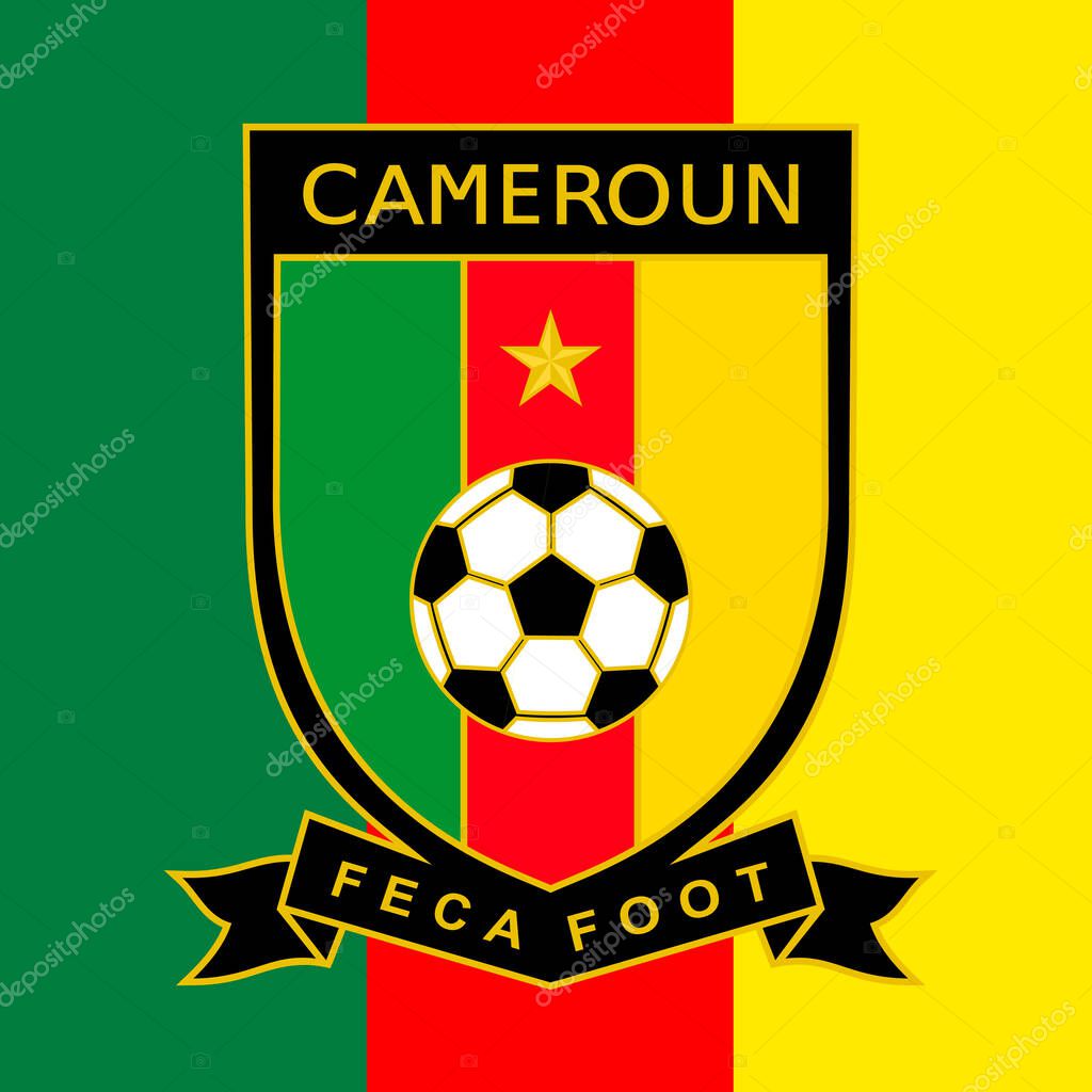 Cameroon football federation logo with national flag, FIFA World Cup 2022, illustration