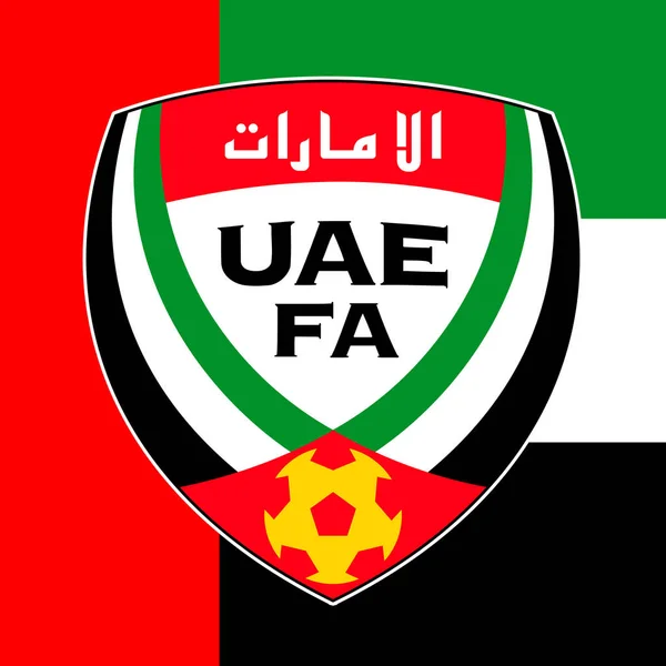 Λογότυπο Ομοσπονδίας Ποδοσφαίρου Ηνωμένων Αραβικών Εμιράτων Εθνική Σημαία Παγκόσμιο Κύπελλο — Διανυσματικό Αρχείο