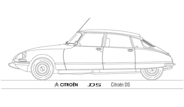 Citroen Силует Викладений Французький Знаменитий Старовинний Автомобіль Векторні Ілюстрації — стоковий вектор