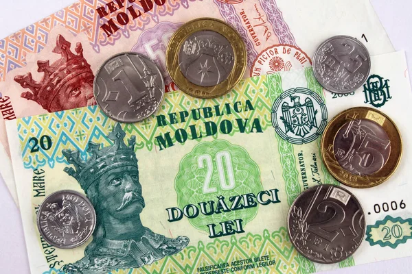 Mołdawia Monety Lei Banknoty Republiki Waluta Krajowa — Zdjęcie stockowe