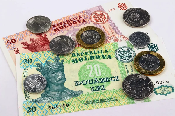 Mołdawia Monety Lei Banknoty Republiki Waluta Krajowa — Zdjęcie stockowe