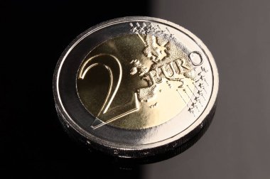European Union, 2 euro bimetallic coin common face pattern, european currency coin