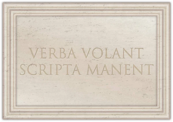 Μαρμάρινη Πλάκα Αρχαία Λατινική Παροιμία Verba Volant Scripta Manent Εικονογράφηση — Φωτογραφία Αρχείου