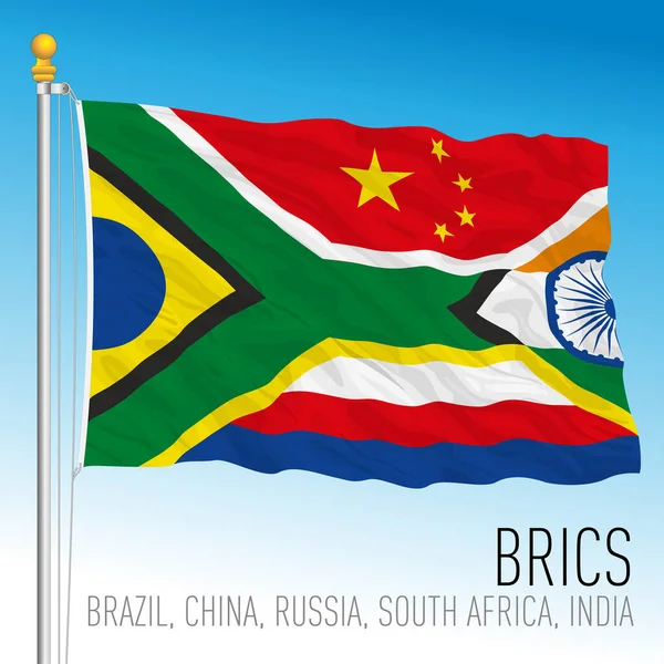 Brics Mezcla Bandera Fantasía China India Rusia Sudáfrica Brasil Vector — Vector de stock