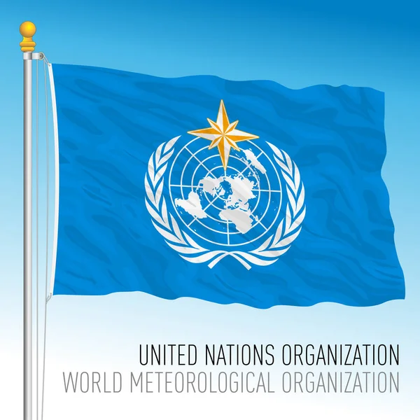Bandera Organización Meteorológica Mundial Naciones Unidas Ilustración Vectorial — Vector de stock
