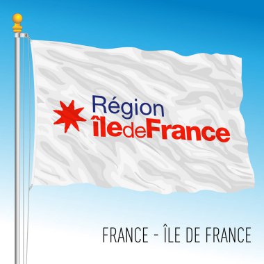 Ile de France bölgesel bayrağı, Fransa, Avrupa Birliği, vektör illüstrasyonu