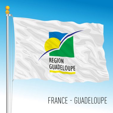 Guadeloupe resmi bölgesel bayrak ve arma, Orta Amerika, vektör illüstrasyon