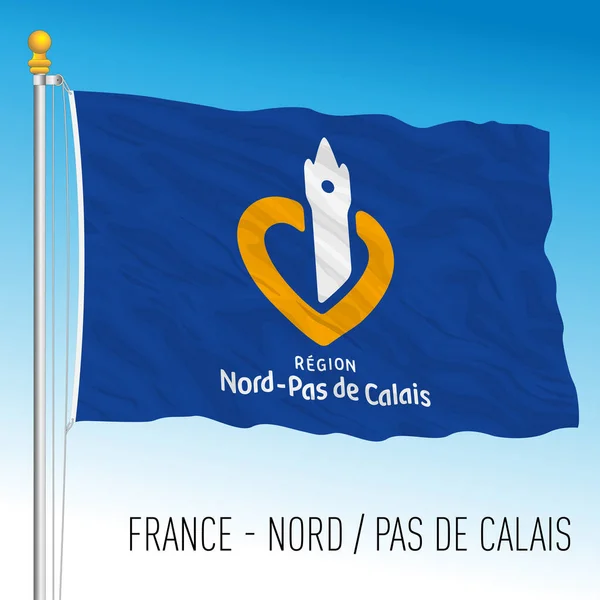 Norte Bandera Regional Pas Calais Francia Unión Europea Ilustración Vectorial — Vector de stock