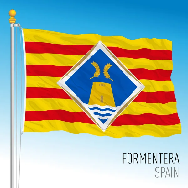 Formentera Flag Balearic Islands Spain Vector Illustration — 스톡 벡터