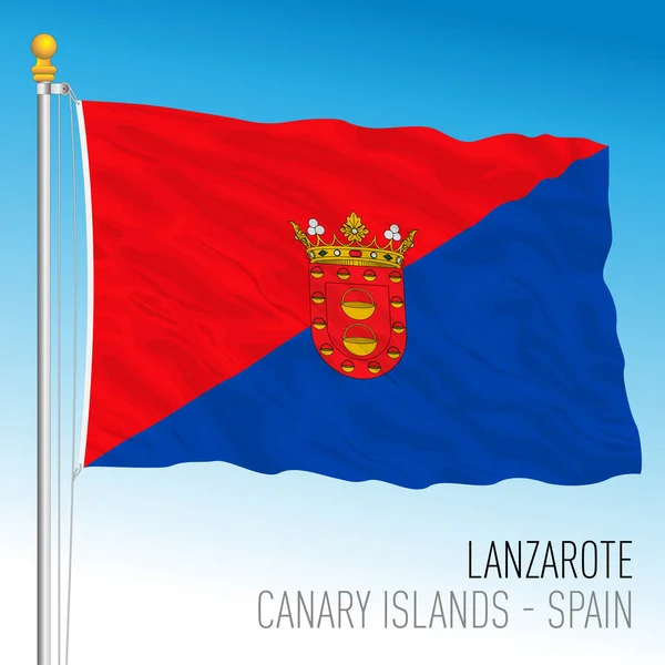 ランサローテ島の旗 カナリア諸島 スペイン ベクトルイラスト — ストックベクタ