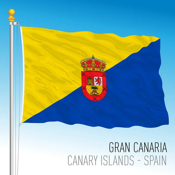 Gran Canaria Island Flag Canary Islands Spain Vector Illustration — 图库矢量图片