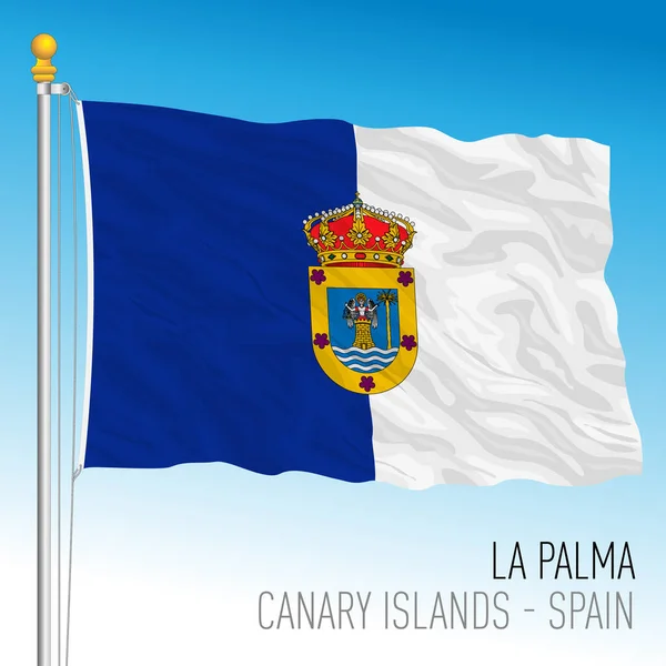 パルマ島の旗 カナリア諸島 スペイン ベクトルイラスト — ストックベクタ