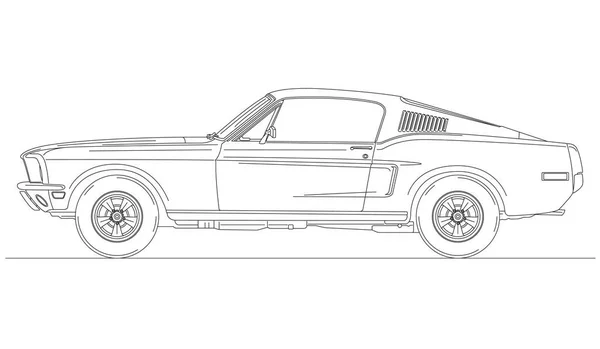 Сша 1968 Год Ford Mustang Старинный Классический Автомобиль Иллюстрация — стоковый вектор