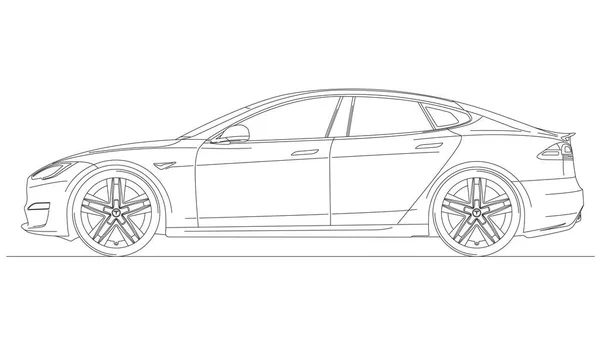 Usa Anno 2022 Tesla Modello Auto Elettrica Schemi Illustrazione Vettoriale — Vettoriale Stock