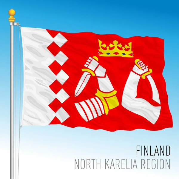 North Karelia Regional Flag Republic Finland Vector Illustration — Image vectorielle
