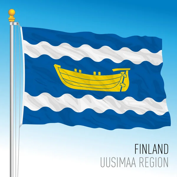 Uusimaa Regional Flag Republic Finland Vector Illustration — Vettoriale Stock