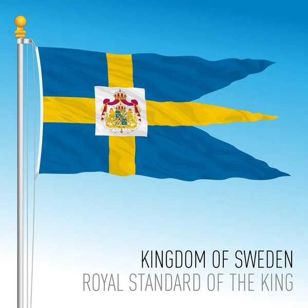 Swedish Royal Standard King Kingdom Sweden European Union Vector Illustration — Stockový vektor