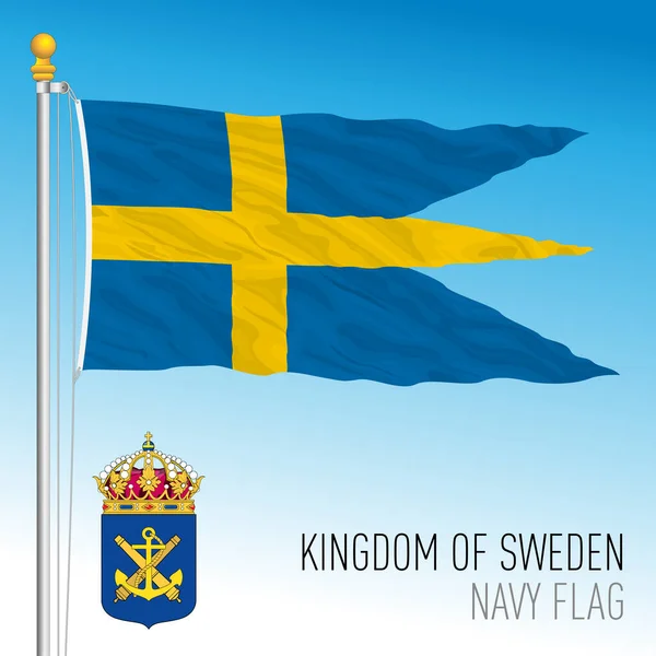 Swedish Navy Flag Coat Arms Kingdom Sweden European Union Vector — Stockový vektor