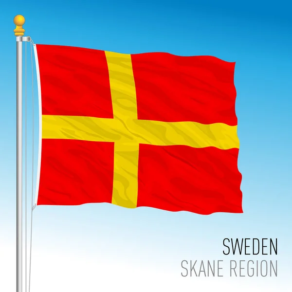 Skane Περιφερειακή Σημαία Βασίλειο Της Σουηδίας Διανυσματική Απεικόνιση — Διανυσματικό Αρχείο