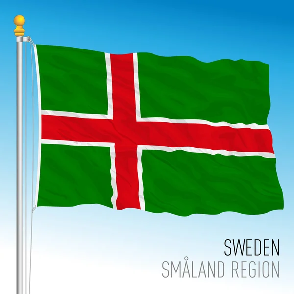 Smaland Regional Flag Kingdom Sweden Vector Illustration — Διανυσματικό Αρχείο