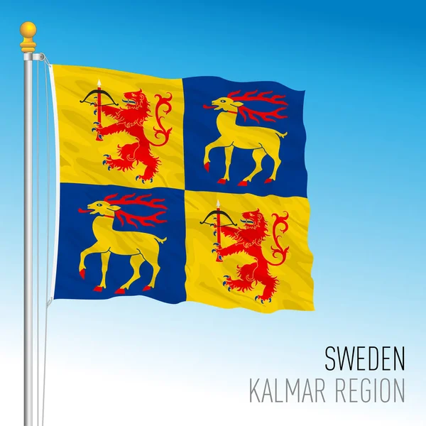 Региональный Флаг Кальмара Королевство Швеция Векторная Иллюстрация — стоковый вектор