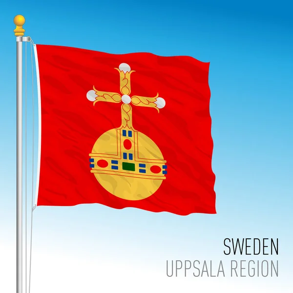 Uppsala County Regional Flag Kingdom Sweden Vector Illustration — Wektor stockowy