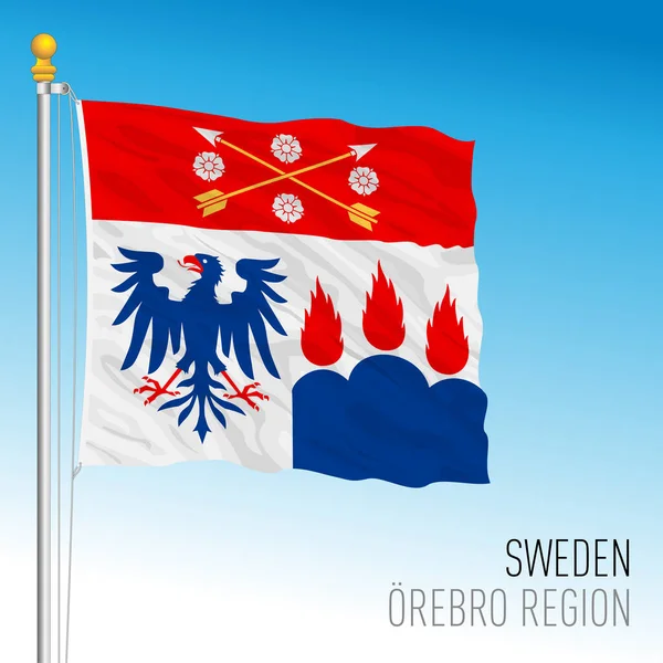 Orebro County Bandiera Regionale Regno Svezia Illustrazione Vettoriale — Vettoriale Stock