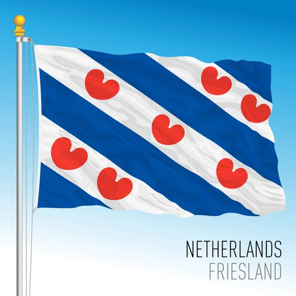 Friesland Provincial Flag Netherlands European Union Vector Illustration — Vector de stock