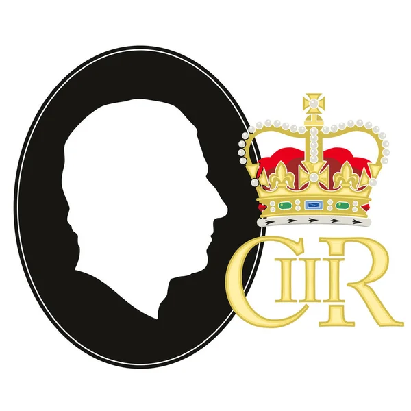 Carlos Iii Rei Reino Unido Coroação 2022 Silhueta Retrato Monograma — Vetor de Stock