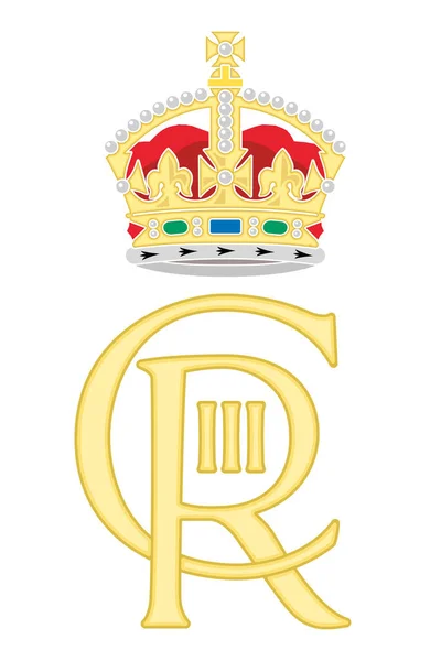 Νέος Royal Cypher Του Βασιλιά Καρόλου Τρίτο Έτος 2022 Ηνωμένο — Διανυσματικό Αρχείο