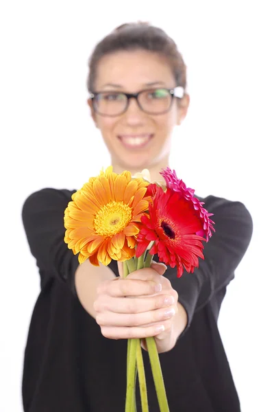 Sorria com flores — Fotografia de Stock