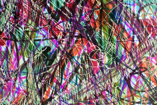 Multi-layer multi-colored background with a chaotic pattern. Modernist surreal Inspired graphic artwork. Modern pattern in vivid colors.