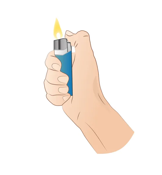 Mano con encendedor — Vector de stock