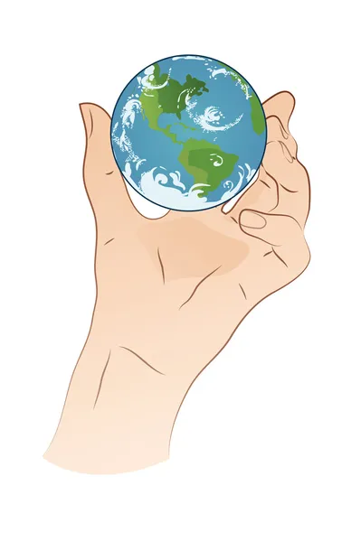 Hand holding planeet — Stockvector