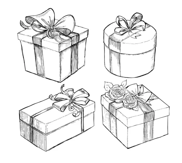 Cajas de regalo dibujadas — Vector de stock