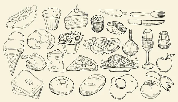 Collection de nourriture dessinée — Image vectorielle