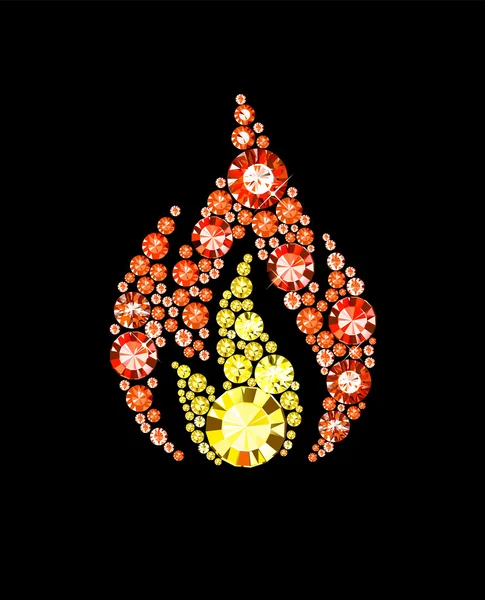 Símbolo de fogo de gema —  Vetores de Stock
