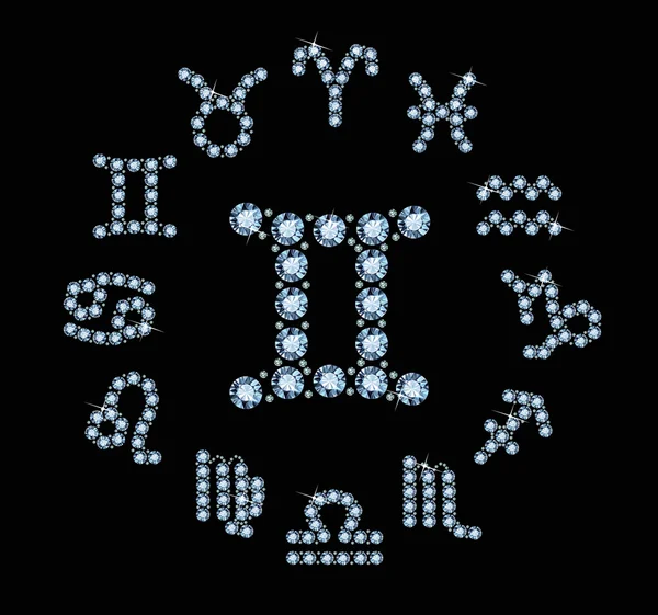 Signos de diamantes del zodíaco — Archivo Imágenes Vectoriales