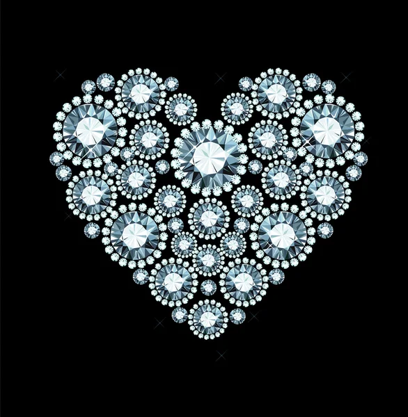 Corazón de diamante — Vector de stock