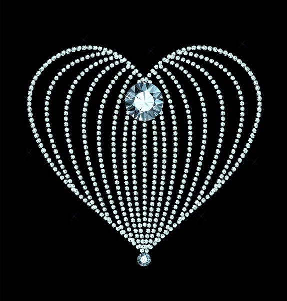 Corazón de diamante — Vector de stock