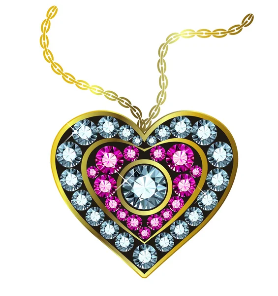 Pendentif coeur gemme — Image vectorielle