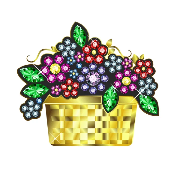 Cestas de gemas de flores — Vector de stock